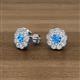 2 - Floret 4.00 mm Round Blue Topaz and Diamond Milgrain Halo Stud Earrings 