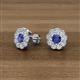2 - Floret 4.00 mm Round Iolite and Diamond Milgrain Halo Stud Earrings 