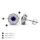 3 - Floret 4.00 mm Round Blue Sapphire and Diamond Milgrain Halo Stud Earrings 