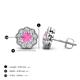 3 - Floret 4.00 mm Round Pink Sapphire and Diamond Milgrain Halo Stud Earrings 