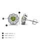 3 - Floret 4.00 mm Round Peridot and Lab Grown Diamond Milgrain Halo Stud Earrings 