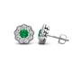 1 - Floret 4.00 mm Round Emerald and Lab Grown Diamond Milgrain Halo Stud Earrings 