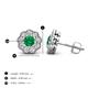 3 - Floret 4.00 mm Round Emerald and Lab Grown Diamond Milgrain Halo Stud Earrings 
