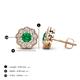 3 - Floret 4.00 mm Round Emerald and Lab Grown Diamond Milgrain Halo Stud Earrings 
