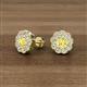 2 - Floret 4.00 mm Round Yellow Sapphire and Lab Grown Diamond Milgrain Halo Stud Earrings 