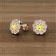 2 - Floret 4.00 mm Round Yellow Sapphire and Lab Grown Diamond Milgrain Halo Stud Earrings 