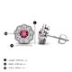 3 - Floret 4.00 mm Round Pink Tourmaline and Lab Grown Diamond Milgrain Halo Stud Earrings 