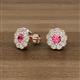2 - Floret 4.00 mm Round Pink Tourmaline and Lab Grown Diamond Milgrain Halo Stud Earrings 