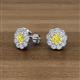 2 - Floret 4.00 mm Round Yellow and White Lab Grown Diamond Milgrain Halo Stud Earrings 