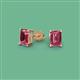2 - Alina Emerald Cut Pink Tourmaline (7x5mm) Solitaire Stud Earrings 