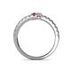 5 - Delise 3.40mm Round Rhodolite Garnet and Diamond with Side Diamonds Bypass Ring 