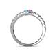 5 - Delise 3.40mm Round Blue Topaz and Pink Sapphire with Side Diamonds Bypass Ring 