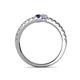 5 - Delise 3.40mm Round Blue Sapphire and Diamond with Side Diamonds Bypass Ring 