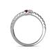 5 - Delise 3.40mm Round Red Garnet and Diamond with Side Diamonds Bypass Ring 