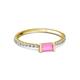 2 - Annia 5x3 mm Bold Emerald Cut Pink Sapphire and Round Diamond Promise Ring 