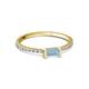 2 - Annia 5x3 mm Bold Emerald Cut Aquamarine and Round Diamond Promise Ring 