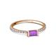 2 - Annia 5x3 mm Bold Emerald Cut Amethyst and Round Diamond Promise Ring 