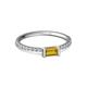 2 - Annia 5x3 mm Bold Emerald Cut Citrine and Round Diamond Promise Ring 