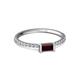 2 - Annia 5x3 mm Bold Emerald Cut Red Garnet and Round Diamond Promise Ring 