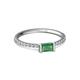 2 - Annia 5x3 mm Bold Emerald Cut Emerald and Round Diamond Promise Ring 