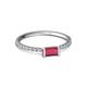 2 - Annia 5x3 mm Bold Emerald Cut Ruby and Round Diamond Promise Ring 