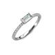 3 - Annia 5x3 mm Bold Emerald Cut Forever Brilliant Moissanite and Round Diamond Promise Ring 
