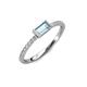 3 - Annia 5x3 mm Bold Emerald Cut Aquamarine and Round Diamond Promise Ring 
