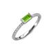 3 - Annia 5x3 mm Bold Emerald Cut Peridot and Round Diamond Promise Ring 