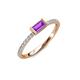 3 - Annia 5x3 mm Bold Emerald Cut Amethyst and Round Diamond Promise Ring 