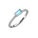 3 - Annia 5x3 mm Bold Emerald Cut Blue Topaz and Round Diamond Promise Ring 
