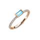 3 - Annia 5x3 mm Bold Emerald Cut Blue Topaz and Round Diamond Promise Ring 