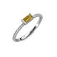 3 - Annia 5x3 mm Bold Emerald Cut Citrine and Round Diamond Promise Ring 