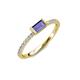 3 - Annia 5x3 mm Bold Emerald Cut Iolite and Round Diamond Promise Ring 