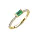 3 - Annia 5x3 mm Bold Emerald Cut Emerald and Round Diamond Promise Ring 