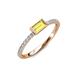 3 - Annia 5x3 mm Bold Emerald Cut Yellow Sapphire and Round Diamond Promise Ring 