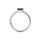 4 - Annia 5x3 mm Bold Emerald Cut London Blue Topaz and Round Diamond Promise Ring 