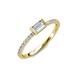 3 - Annia 5x3 mm Bold Emerald Cut Lab Grown Diamond and Round Diamond Promise Ring 