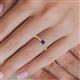 5 - Annia 5x3 mm Bold Emerald Cut Blue Sapphire and Round Diamond Promise Ring 