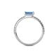 4 - Annia 5x3 mm Bold Emerald Cut Blue Topaz and Round Diamond Promise Ring 