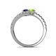 5 - Delise 5.00mm Round Blue Sapphire and Peridot with Side Diamonds Bypass Ring 