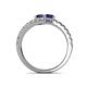 5 - Delise 5.00mm Round Blue Sapphire with Side Diamonds Bypass Ring 