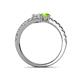 5 - Delise 5.00mm Round White Sapphire and Peridot with Side Diamonds Bypass Ring 