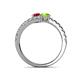 5 - Delise 5.00mm Round Ruby and Peridot with Side Diamonds Bypass Ring 