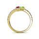 5 - Delise 5.00mm Round Ruby and Peridot with Side Diamonds Bypass Ring 