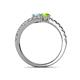 5 - Delise 5.00mm Round Aquamarine and Peridot with Side Diamonds Bypass Ring 
