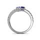 5 - Delise 5.00mm Round Tanzanite and Blue Sapphire with Side Diamonds Bypass Ring 