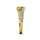 4 - Delise 5.00mm Round Pink Tourmaline and Yellow Sapphire with Side Diamonds Bypass Ring 