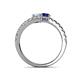 5 - Delise 5.00mm Round Aquamarine and Blue Sapphire with Side Diamonds Bypass Ring 