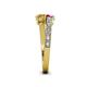 4 - Delise 5.00mm Round Pink Tourmaline and Citrine with Side Diamonds Bypass Ring 