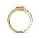 5 - Delise 5.00mm Round Pink Tourmaline and Citrine with Side Diamonds Bypass Ring 